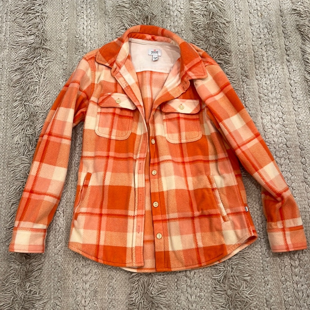 Orange oversized soft flannel jacket size XS